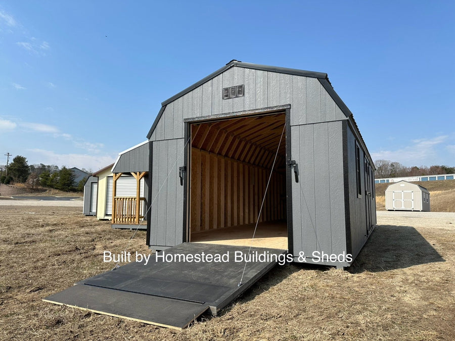 12x28 Heavy Duty Deluxe High Barn with Rampage Door Design #21 - Homestead Buildings & Sheds